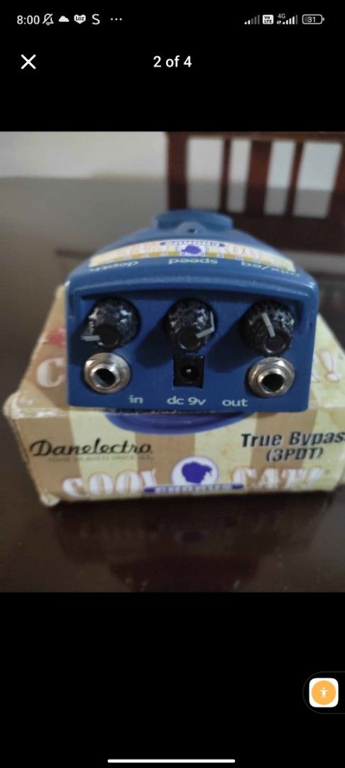 Danelectro Cool Cat Chorus Guitar Effects Pedal (Category: Musical Instruments) located in Las Pinas. Submitted by livestone.898019 (Listing ID 1396665450, Image 2). Description: - Danelectro Cool Cat Chorus pedal - Controls: Mix/EQ, Speed, Depth - True bypass (3PDT) - Input and output jacks - 9V DC power input - Includes original box.