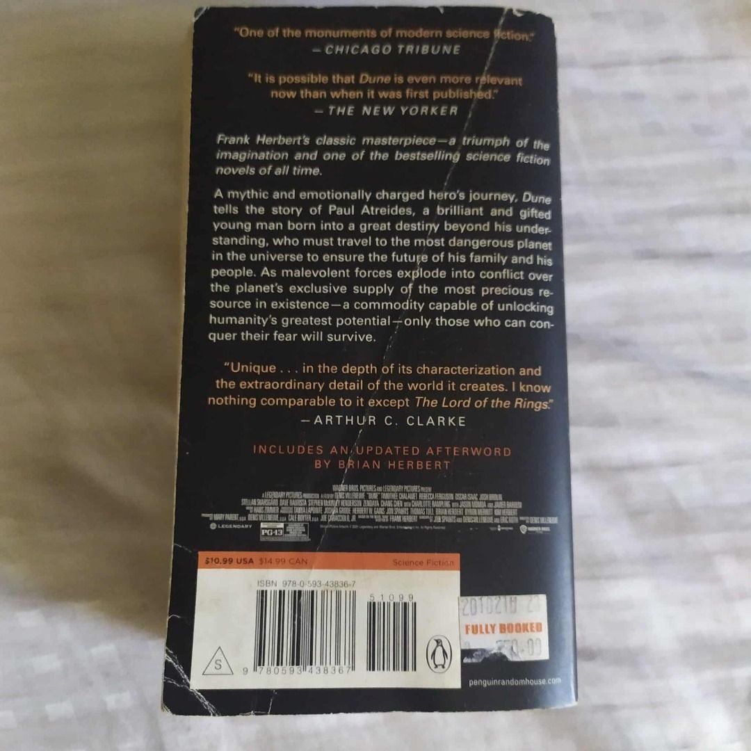 FRANK HERBERT: Dune paperback book.fantasy (Category: Storybooks) located in Quezon City. Submitted by genki_girl (Listing ID 1396695309, Image 3). Description: Used. Paperback. Cover has imperfections. Light tanning of pages. Gcash.