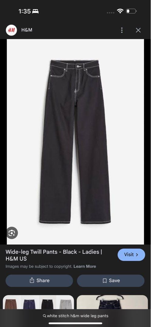 H&M Wide Jeans With White Stitching (Category: Jeans) located in Santa Rosa. Submitted by sochieee (Listing ID 1396823127, Image 1). Description: size 32 ( smallest size ) 24-25 waist rfs: declutter.