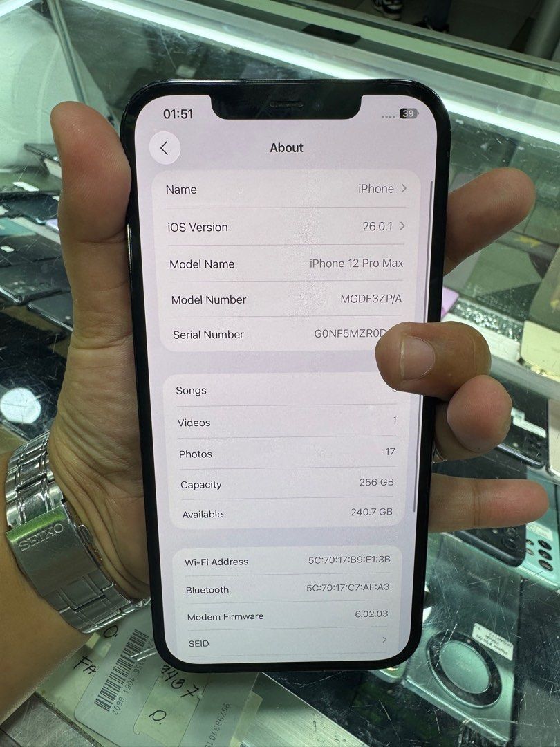 iPhone 12 Promax 256gb (GLOBE-LOCKED) (Category: iPhone 12 Series) located in San Juan City. Submitted by wainefreygadgetshop (Listing ID 1396750584, Image 3). Description: iPhone 12Promax 256gb (GLOBE-LOCKED) *MAHINA ANG SPEAKER THE REST ALL GOODS AT WORKING 100% SMOOTH NO HIDDEN ISSUE MAKINIS NAMAN CAMERA SOBRANG LINAW SEARCH NYO NALANG FULL SPECS BAWAL SA MAARTE NOTE* DI RIN MAKINIS KAYA MURA TEST TO SAWA BAGO BAYARAN MAGBASA KA MUNA BAGO KA M