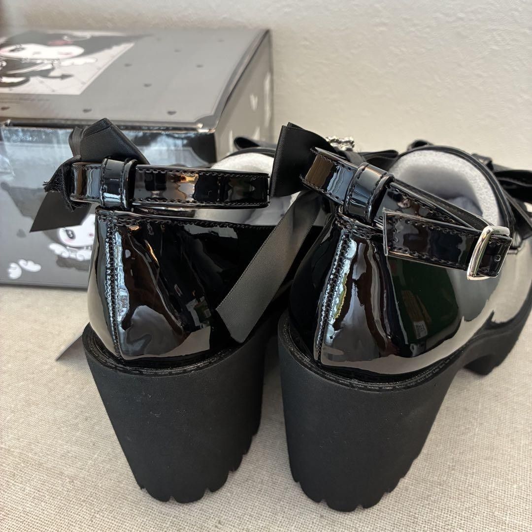 Kuromi Shoes/Platform Loafers (Category: Loafers) located in Taguig. Submitted by cinnamoncloud (Listing ID 1396665690, Image 3). Description: Don Quixote-Exclusive Kuromi Shoes (Omekashi Tenshi Series) VERY RARE‼️ Looking for someone to buy this from me if it didn't match my shoe size. Planning to order this month. - Size S (JP) 22cm-22.5cm - brandnew with detachable ribbon accessories for the ankle strap - can do installments.