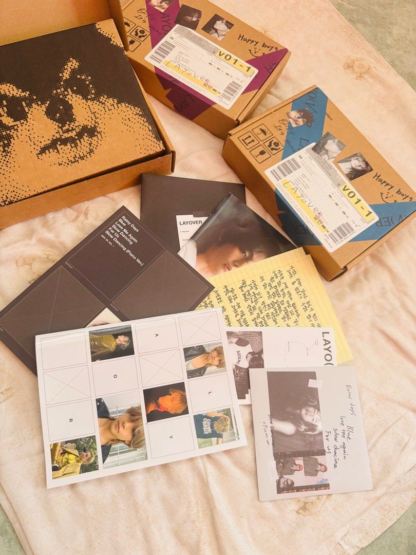Layover Album (Category: CDs & DVDs) located in Manila. Submitted by carms.ot7 (Listing ID 1396707783, Image 2). Description: - Layover album - Includes album box - Includes all inclusions except photocard - Original packaging - From Korea - will give random Taehyujg Photocard (original) - 350php each. RFS: need funds.