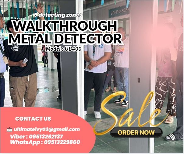Model : UB400 WALKTHROUGH METAL DETECTOR HIGH QUALITY (Category: Other Security Devices) located in Malabon City. Submitted by moannataga43633 (Listing ID 1396765095, Image 1). Description: PHP 58,000 Updated Price 1. 6 detecting zones 2. Sensitivity :2000 levels 3.calibration : Automatic when power on 4. Control Panel: Digital LED Display 5. Access Control : Button Panel 3. Alarm Indicator: LED lamp light and sound 4. People and alarm count disp