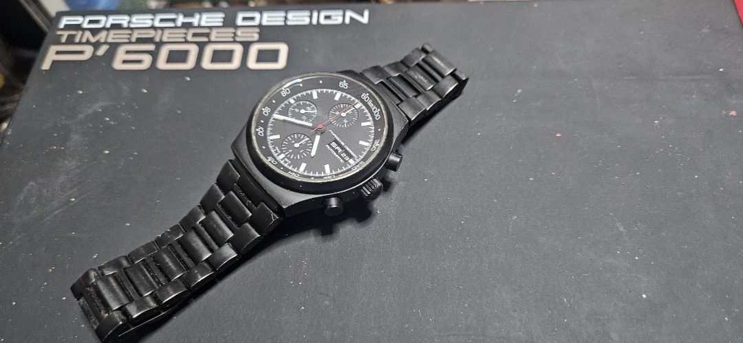 Porsche Design P'6511 M43 Heritage (Category: Men's Watches) located in Paranaque City. Submitted by mikelogics (Listing ID 1396700282, Image 3). Description: Porsche Design P'6511 Heritage Chronograph, a modern reissue of the legendary 1972 Chronograph I — the first all-black chronograph ever made. Powered by the reliable Valjoux 7750 automatic chronograph movement with day and date. This model pays homage to the original Orfina design worn by T