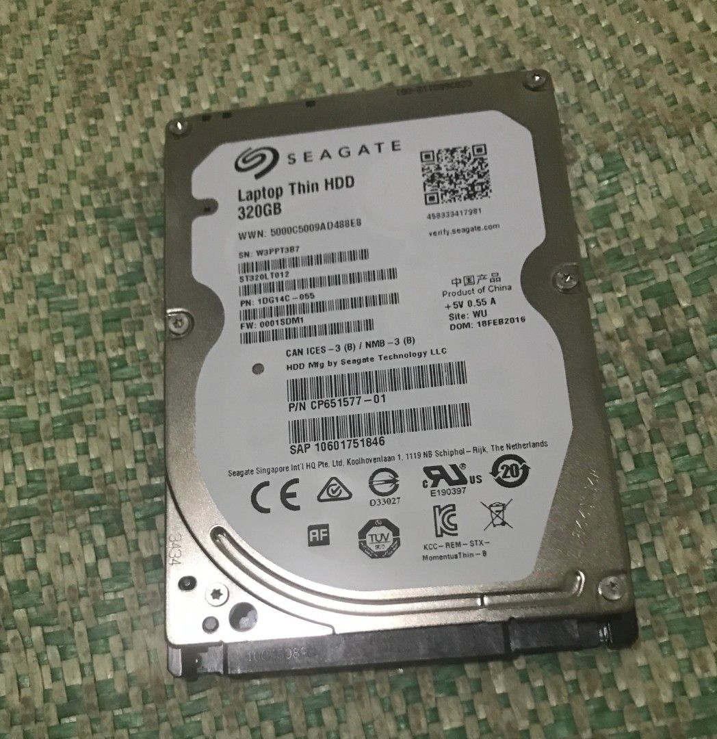 Seagate 320GB 2.5inch Thin Hard Drive HDD (Category: Hard Disks & Thumbdrives) located in Cainta. Submitted by whiteelephantph (Listing ID 1396707913, Image 1). Description: no issue 100% health.
