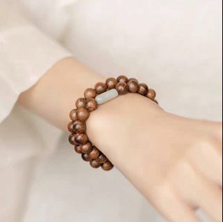 Free shipping 🚛 Vietnam 8mm Huanghuali wood beads with Hetian jade, minimalist design suitable for wrist circumference approximately 14-16 cm, multi-wrap bracelet 🌻 includes 1 spare replacement cord 🌻 brand new in stock64244470980739110