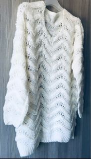 🌹free size 韓國 白色 女裝 毛毛外套 針織上衣  長身款 冷衫 非常柔軟64242127108611110