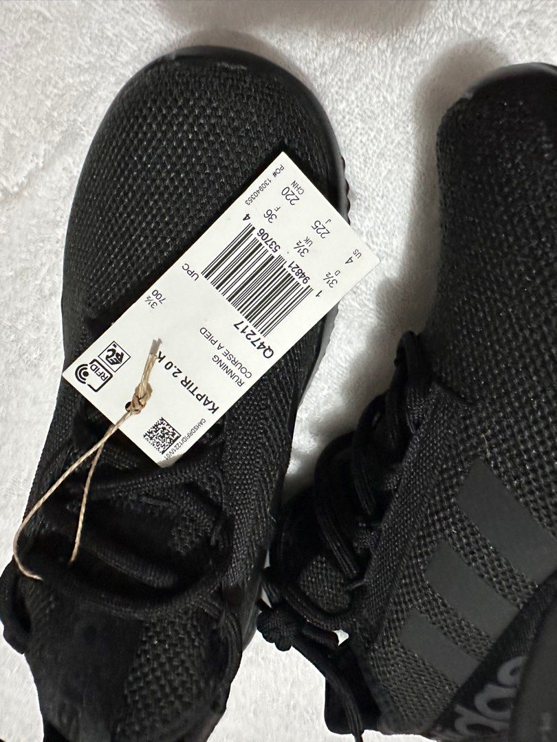ADIDAS KAPTIR 2.0 kids (all black) authentic (Category: Babies & Kids Fashion) located in Manila. Submitted by sonandaughter (Listing ID 1396938534, Image 2). Description: Brand new with tag, no more box Original/ Authentic Size posted already Last price posted. Non negotiable Lalamove / grab booked by buyer.