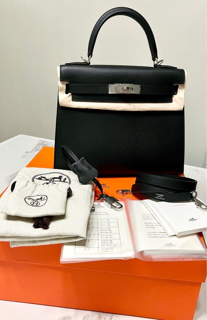 Kelly 25 (Category: Luxury Bags & Wallets) located in Quezon City. Submitted by red_velvetbox (Listing ID 1396879334, Image 2). Description: AE Hermes Kelly 25 All stickers are intact, please see photos epsom leather complete accessories- dust bag, clochette, rain protection, le cuir, box and ribbon hand stitched please check photos closely to appreciate.