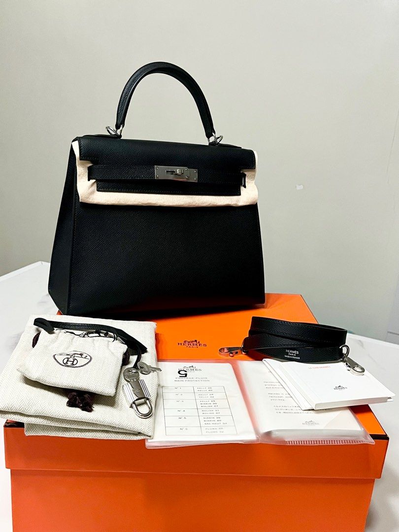 Kelly 25 (Category: Luxury Bags & Wallets) located in Quezon City. Submitted by red_velvetbox (Listing ID 1396879334, Image 3). Description: AE Hermes Kelly 25 All stickers are intact, please see photos epsom leather complete accessories- dust bag, clochette, rain protection, le cuir, box and ribbon hand stitched please check photos closely to appreciate.
