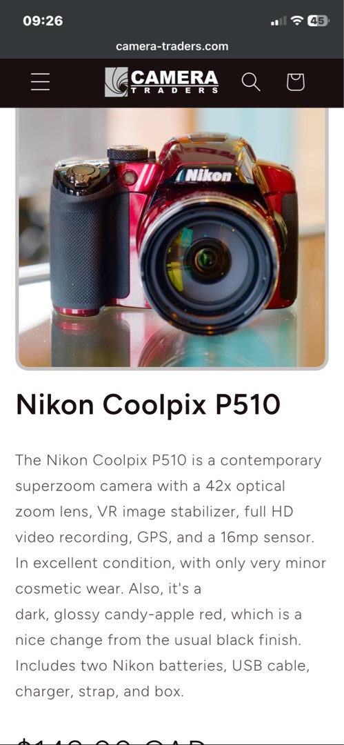 Le Nikon Coolpix P510 sur le grill de