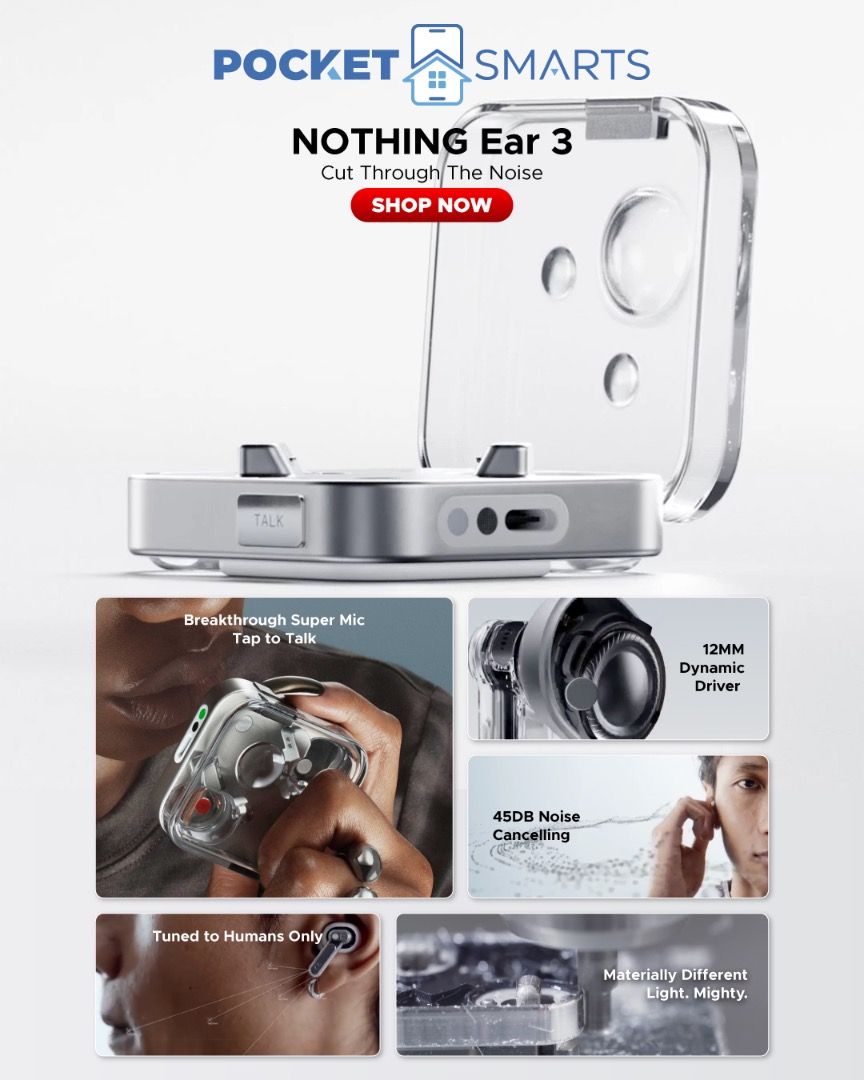 Nothing Ear (3) (Category: Earphones) located in Kuala Lumpur. Submitted by pocketsmarts (Listing ID 1396908607, Image 1). Description: - Super Mic - 12MM Dynamic Driver - 45db Noise Cancelling Shop now @ Pocketsmarts! 0103688624 𝙋𝙖𝙮𝙢𝙚𝙣𝙩 𝙈𝙚𝙩𝙝𝙤𝙙: ✅𝘊𝘳𝘦𝘥𝘪𝘵 𝘊𝘢𝘳𝘥 𝘐𝘯𝘴𝘵𝘢𝘭𝘭𝘮𝘦𝘯𝘵 𝘗𝘭𝘢𝘯 ✅𝘚𝘗𝘢𝘺𝘓𝘢𝘵𝘦𝘳, 𝘎𝘳𝘢𝘣 𝘗𝘢𝘺𝘓𝘢𝘵𝘦𝘳 ✅𝘊𝘢𝘴𝘩, 𝘋𝘦𝘣𝘪𝘵/𝘊𝘳𝘦𝘥𝘪𝘵 𝘊𝘢𝘳𝘥, 𝘖𝘯𝘭𝘪𝘯𝘦 𝘛𝘳𝘢𝘯𝘴𝘧𝘦𝘳, 𝘎𝘳𝘢𝘣𝘗𝘢�