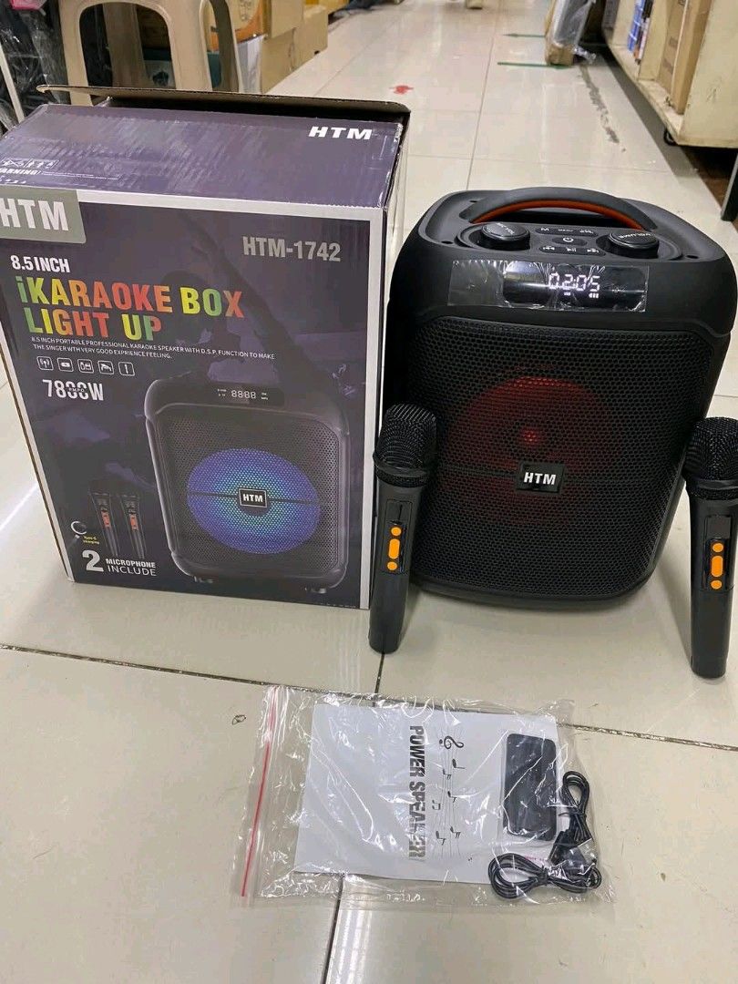 portable Bluetooth speaker (Category: Soundbars, Speakers & Amplifiers) located in Manila. Submitted by asstditems (Listing ID 1396892421, Image 3). Description: ￼HTM-1742 Portable Bluetooth Professional Karaoke Speaker 8.5 inch with 2 Wireless Microphone Same day delivery via Lalamove Location: Manila Mop: Cod/Gcash payment.