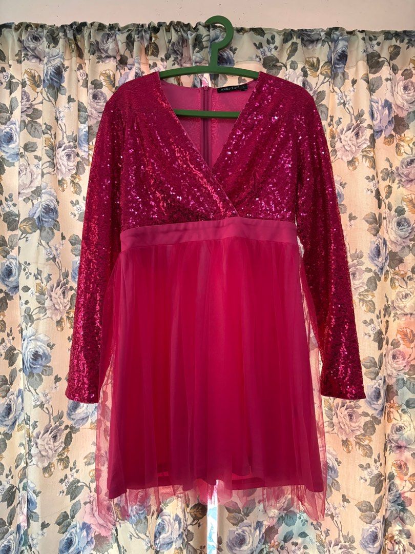 Shein Pink Dress (Category: Dresses) located in Quezon City. Submitted by elle.27 (Listing ID 1396875541, Image 2). Description: Used once Large size Very elegant and pretty! Pm for when worn Double Crazy Elegant Women’s Sequin Patchwork Long Sleeve Dress, Formal Gown Suitable For Concerts, Casual And Daily Wear .