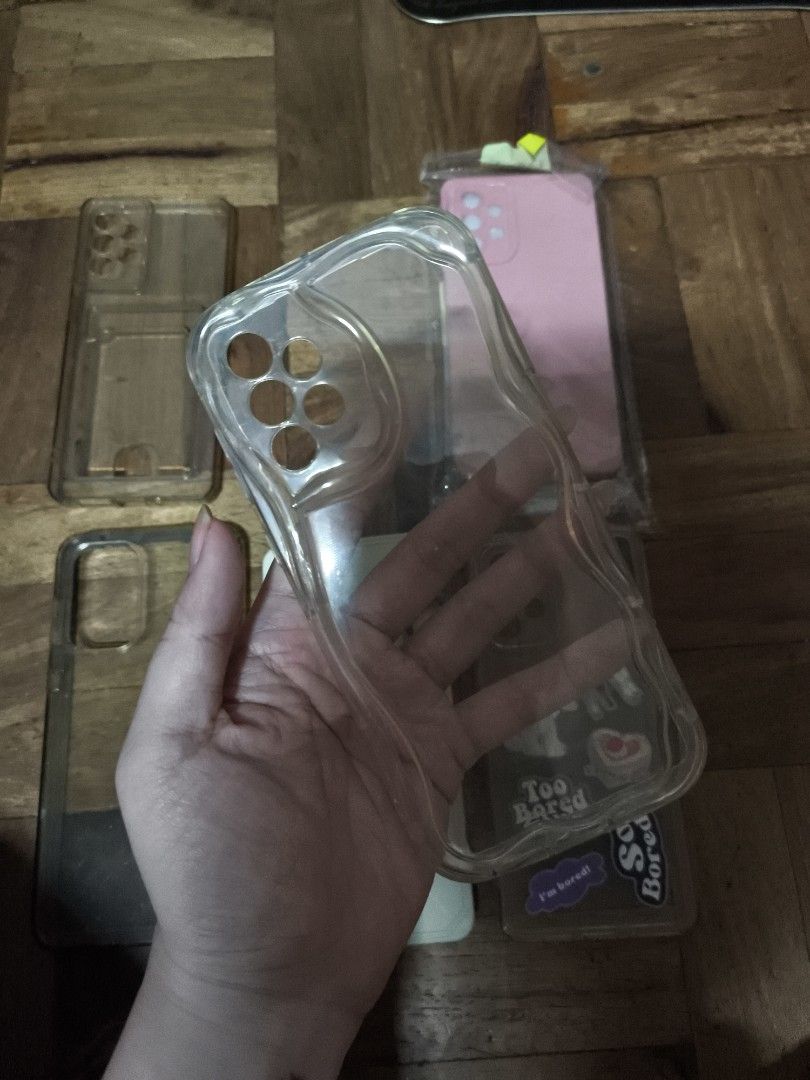 [Take All] Samsung A73 5G Cases (Category: Cases & Sleeves) located in Quezon City. Submitted by declutterwithnari (Listing ID 1397015077, Image 3). Description: - phone cases for samsung A73 5G - some were bought from the mall, some were from orange app - 3 clear cases, 1 ombre case, 2 colored mop: GCash (payment first) mod: Lalamove, Grab, J&T (payment for item + sf) rfs: decluttering.