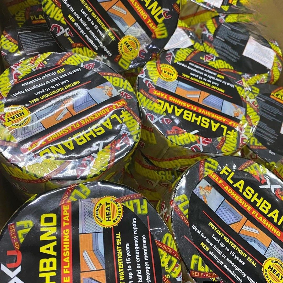 10m Flashband Self-Adhesive Flashing Tape (Category: Construction & Building Materials) located in Manila. Submitted by lyfrancois14 (Listing ID 1397039432, Image 1). Description: - Flashband self-adhesive flashing tape. - Provides an instant watertight seal. - Ideal for new builds and emergency repairs. - Superior heat resistance. - Features a new, stronger membrane. - Lasts up to 15 years. - Available in rolls..