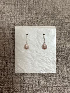 香檳玫瑰粉強光淡水珍珠純銀耳環64209179633667110