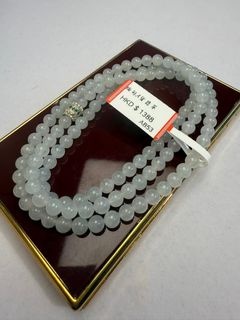 緬甸A貨翡翠 白冰珠鏈- 香港門市批發 保A包真64234154977921110
