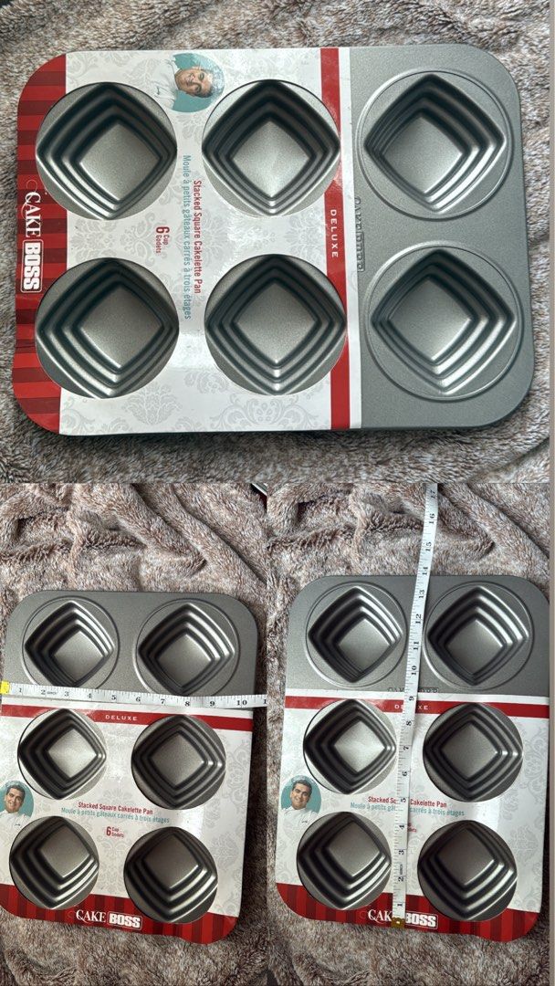 Cake Boss Stacked Circle Cakelette Pan (Category: Bakeware) located in Mandaluyong City. Submitted by fv_merch (Listing ID 1397202830, Image 3). Description: 1 piece per design sizes/dimensions are indicated in the photo unused branded.
