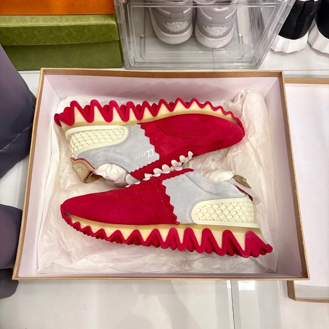 Christian Louboutin Gray & Red Loubishark (Category: Sneakers) located in Angeles City. Submitted by _rlsdg (Listing ID 1397149744, Image 3). Description: Christian Louboutin Gray & Red Loubishark Sneakers - size 41M - bought sa states, but na-stuck na lang kasi it’s too big for my father.