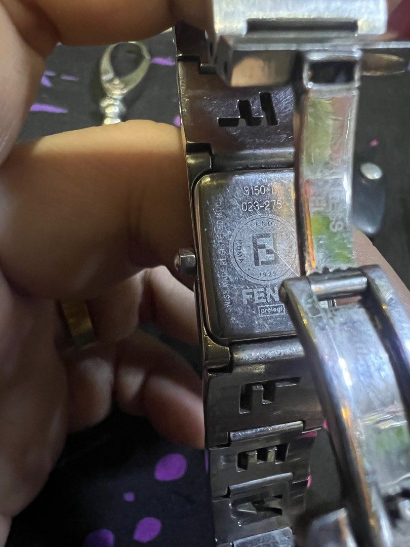 Fendi blue sapphire lady’s watch (Category: Luxury Watches) located in Quezon City. Submitted by painkiller2526 (Listing ID 1397124175, Image 2). Description: Fendi 3150l Swiss made origianal lady’s watch with battery. No issue, ready to use. Message for those interested..