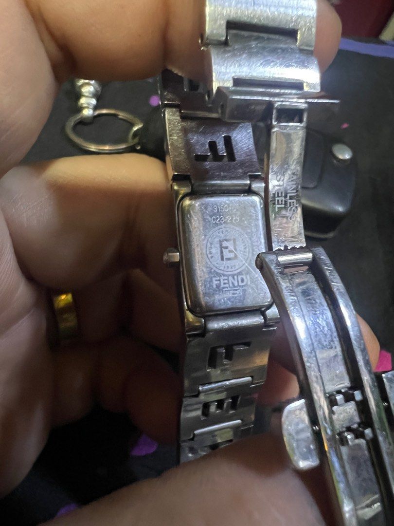 Fendi blue sapphire lady’s watch (Category: Luxury Watches) located in Quezon City. Submitted by painkiller2526 (Listing ID 1397124175, Image 3). Description: Fendi 3150l Swiss made origianal lady’s watch with battery. No issue, ready to use. Message for those interested..