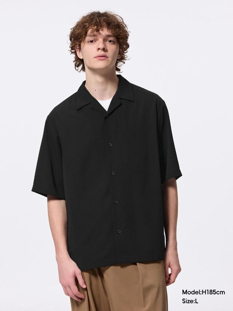 GU Open Collar Shirt - Black L (Category: Tshirts & Polo Shirts ) located in Nagcarlan. Submitted by mrloski (Listing ID 1397044457, Image 3). Description: BRAND NEW, with tag GU Open Collar Shirt P600 +sf Black - Size Large 24in x 29in Size detail on 4th photo. Product color may differ slightly due to lighting. DM for more details..