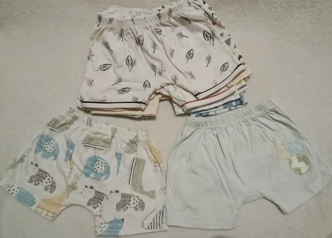 Hush Hush Diaper Shorts - 10 Pieces (Category: Babies & Kids Fashion) located in Quezon City. Submitted by lion_s (Listing ID 1397120682, Image 2). Description: kindly wash before use. Selling preloved of my son 0-12months. Prices are in orange font of each pics. Shipping thru lalamove or you can book courrier you prefer. exact pick up address will be given once paid. >payment thru gcash/no reservations please. >lowered the prices already so plea