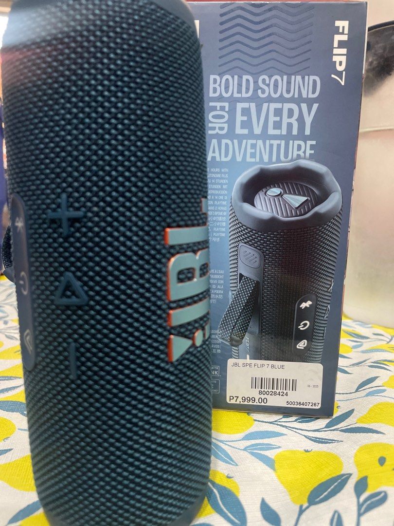 JBL (Category: Soundbars, Speakers & Amplifiers) located in Paranaque City. Submitted by westbrandy (Listing ID 1397096439, Image 3). Description: FOR SALE: JBL FLIP 7 BLUETOOTH SPEAKER PHP 6,000 only‼️‼️‼️ * 1P68 waterproof & dustproof * 16 hours playtime * With strap & original box *Good as new. Bought last June 08, 2025 @ SM BF Pque (with receipt).