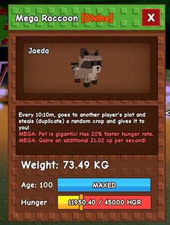 100+ Raccoon grow a garden roblox For Sale In-Game Products