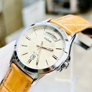 Montres Company 香港註冊公司(32年老店) 卡西歐 CASIO 淺棕皮革錶帶 銀淺棕色 MTP MTP1381 MTP1381L MTP-1381 MTP-1381L MTP-1381L-9 MTP-1381L-9A 三款色有現貨64203305033090110