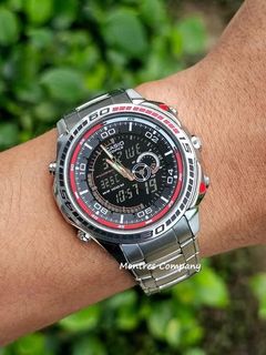 Montres Company 香港註冊公司(32年老店) 卡西歐 CASIO EDIFICE 皮錶帶 30米防水 EFA EFA121 EFA121D EFA-121 EFA-121D EFA-121D-1 EFA-121D-1A 銀黑色 有現貨64219497744897110