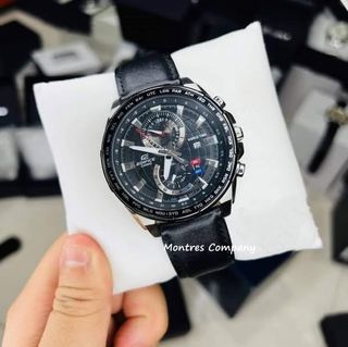 Montres Company 香港註冊公司(32年老店) 卡西歐 CASIO EDIFICE 真皮錶帶 100米防水 EFR EFR550 EFR550L EFR-550 EFR-550L EFR-550L-1 EFR-550L-1A 黑銀色 有現貨64209177745027110
