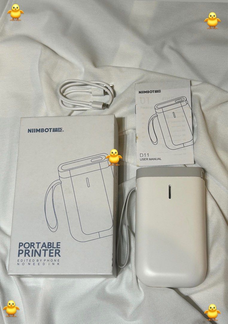 Niimbot D11 Portable Printer (Category: Printers, Scanners & Copiers) located in Makati City. Submitted by aiyuuuuuu (Listing ID 1397164026, Image 1). Description: - complete set - unsealed - price+pf+sf - PAYO - MOP: Gcash - No rush shipment (from Pampanga, will ship during weekends only) - SDD within NCR (shouldered by the buyer).