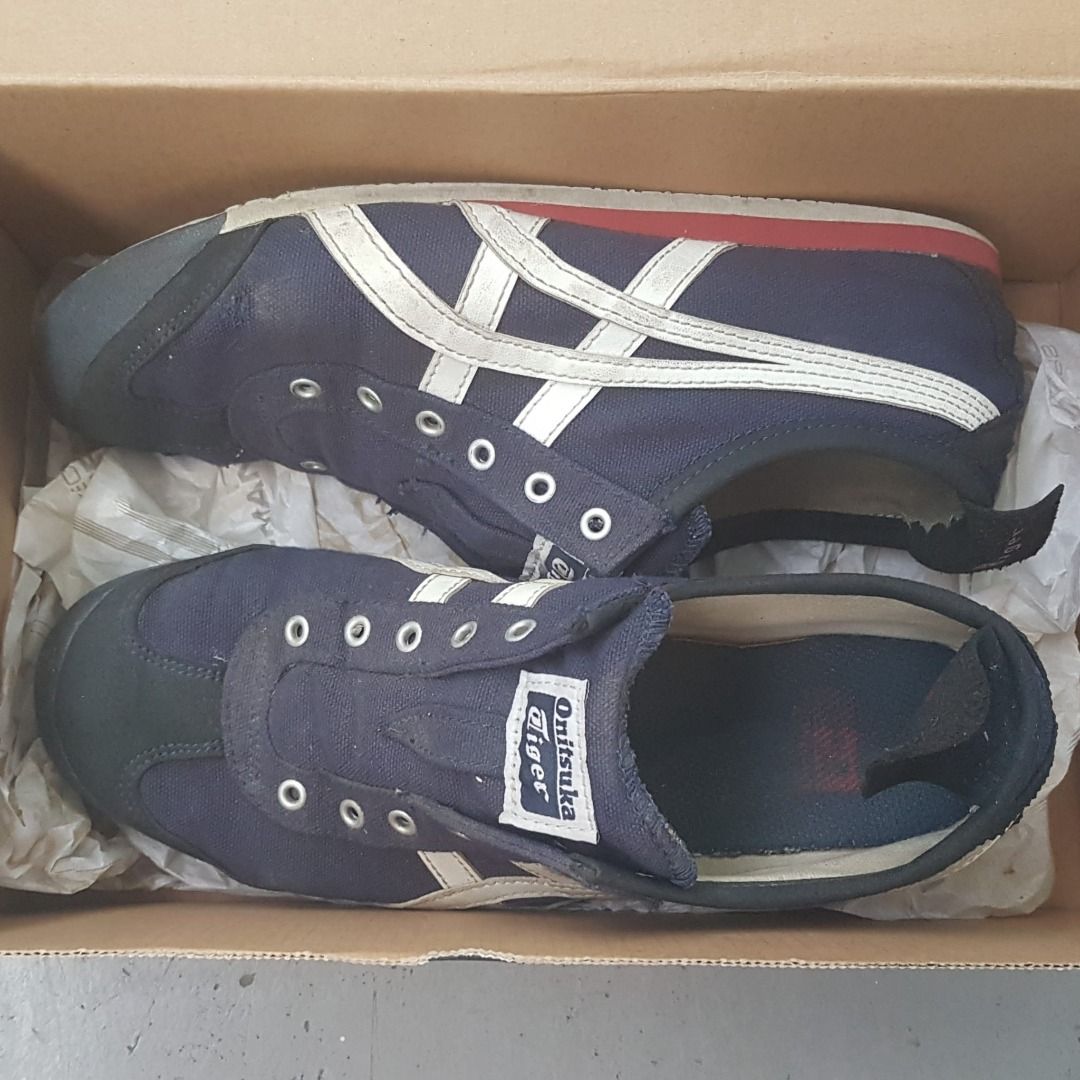Original Onitsuka Tiger Sneakers, MEXICO 66 Model, US 6.5, UK 5.5, EU 39.5, CM 25, Japan, Slip on Shoes, Slider, Urban Style, Sleek Dark Blue Design, White Onitsuka Tiger Stripes, Sophistication, Timeless Appeal, Cult Street Fashion, Lifestyle Living (Category: Sneakers) located in Singapore. Submitted by grabsomething4u (Listing ID 1397219072, Image 3). Description: Original Onitsuka Tiger Sneakers, MEXICO 66 Model, US 6.5, UK 5.5, EU 39.5, CM 2