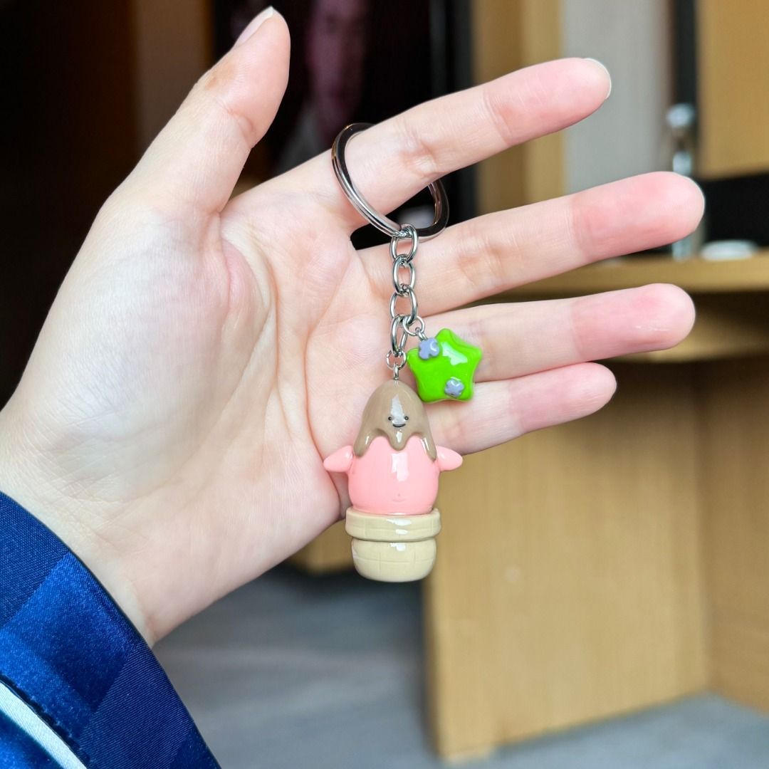 Patrick Star Spongebob Keychain | Handmade Polymer Clay Figurine (Category: Character Goods) located in Las Pinas. Submitted by flwlab (Listing ID 1397117584, Image 1). Description: Patrick Star Ice Cream Keychain ✩ - 2 stocks left - Made with polymer clay - Coated with UV resin - Approx 4.6 cm height ** Since all figurines are 100% handmade, there may be small imperfections or slight variations in size and detail, but I do my best to keep them a