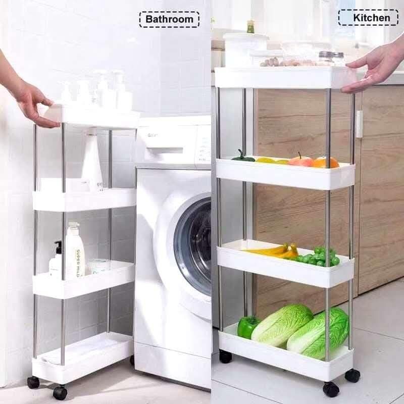 Rolling Storage Cart with 4 Tiers (Category: Storage Boxes & Baskets) located in Manila. Submitted by lyfrancois14 (Listing ID 1397037564, Image 1). Description: - Versatile rolling storage cart - Perfect for bathroom or kitchen organization - Features four tiers for ample storage - Slim design fits in tight spaces - Equipped with wheels for easy mobility - Ideal for toiletries, cleaning supplies, and kitchen items (fruits, vegetables, etc.).