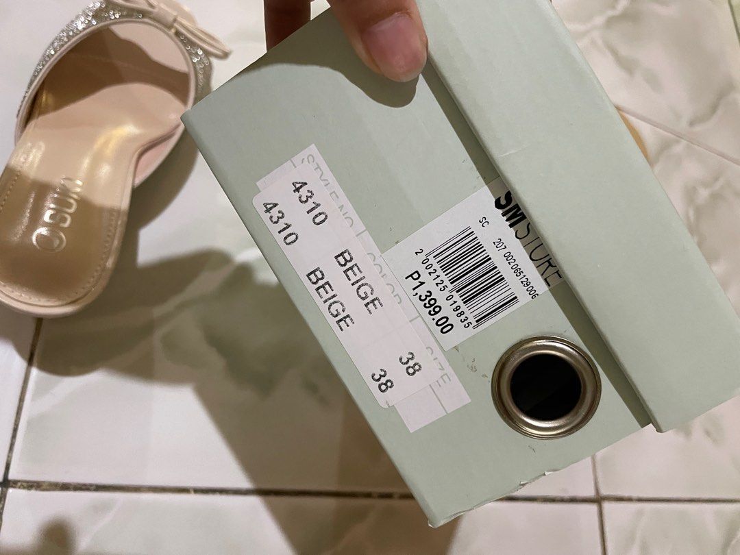 Suki Beige Heels with Bow (Category: Heels) located in Las Pinas. Submitted by jessicamaev (Listing ID 1397140148, Image 3). Description: - Suki beige heels - Size 38 - Features bow and embellished upper - Small heel height - Comes with original box - Ideal for special occasions or everyday wear.