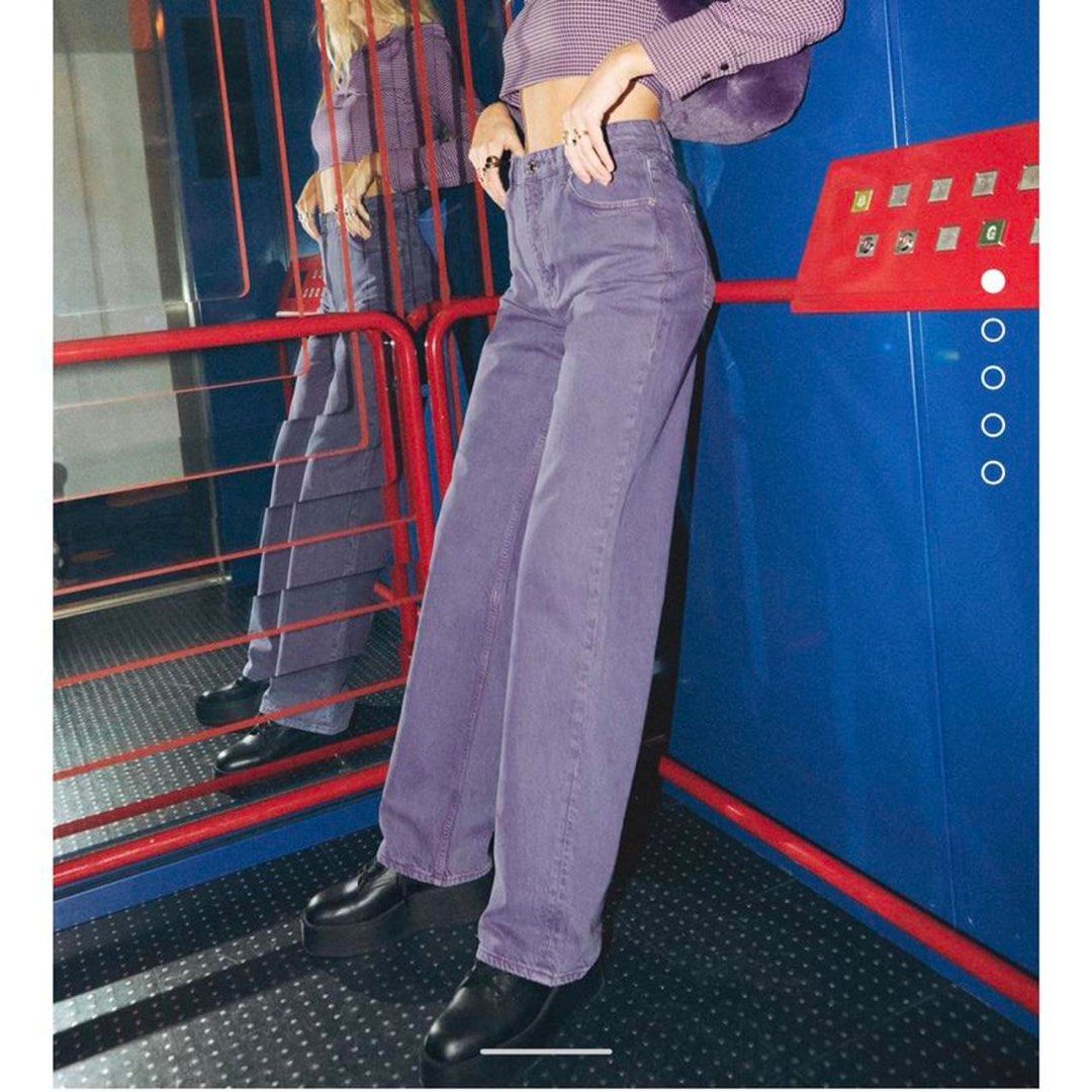 Zara purple wide leg jeans (Category: Jeans) located in Rizal. Submitted by issayrivera (Listing ID 1397144669, Image 3). Description: Size UK 12 color puple BNWT.