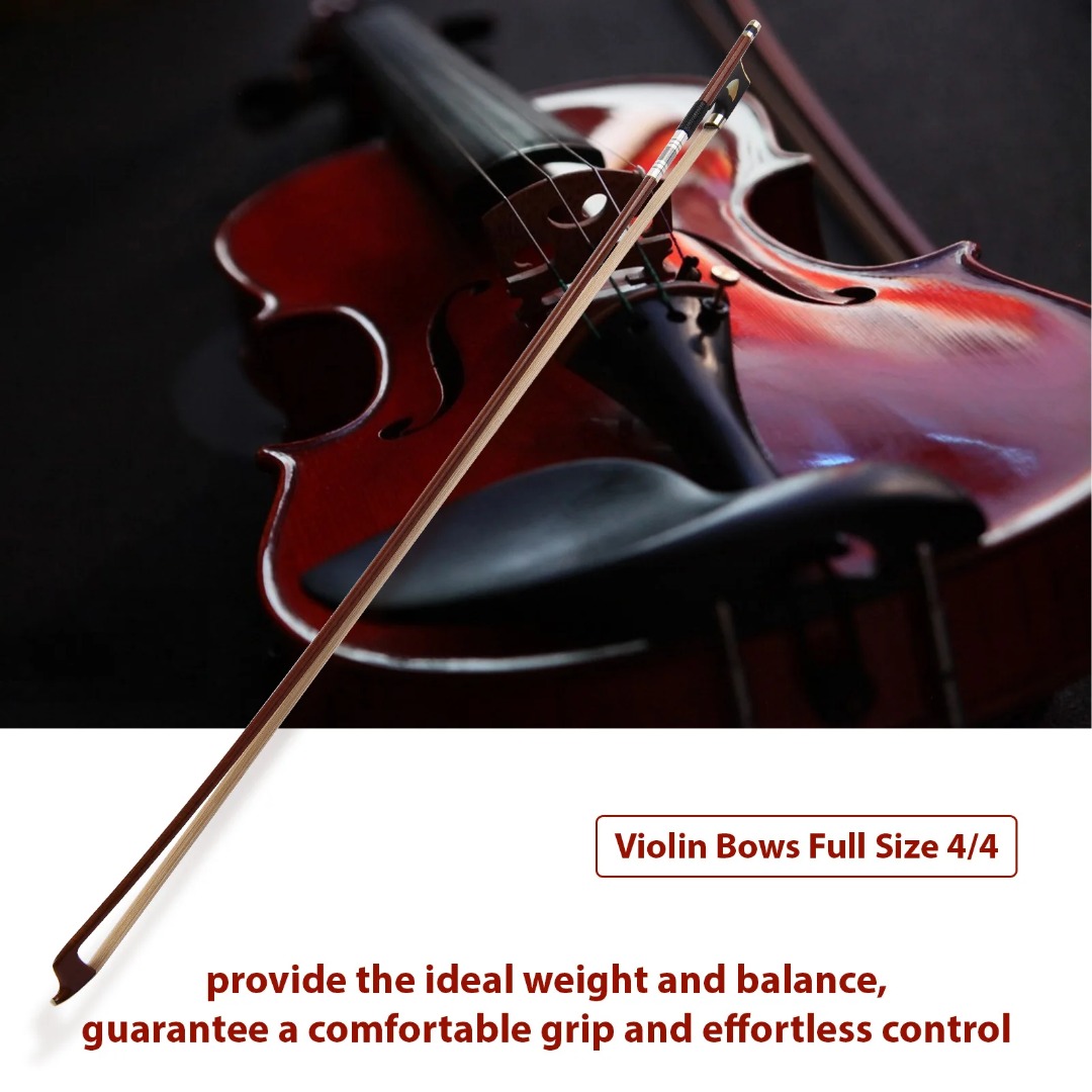 4/4 Violin Bows Full Size Wood Violin Bow Pole Carbon Fiber Core Hybrid ...
