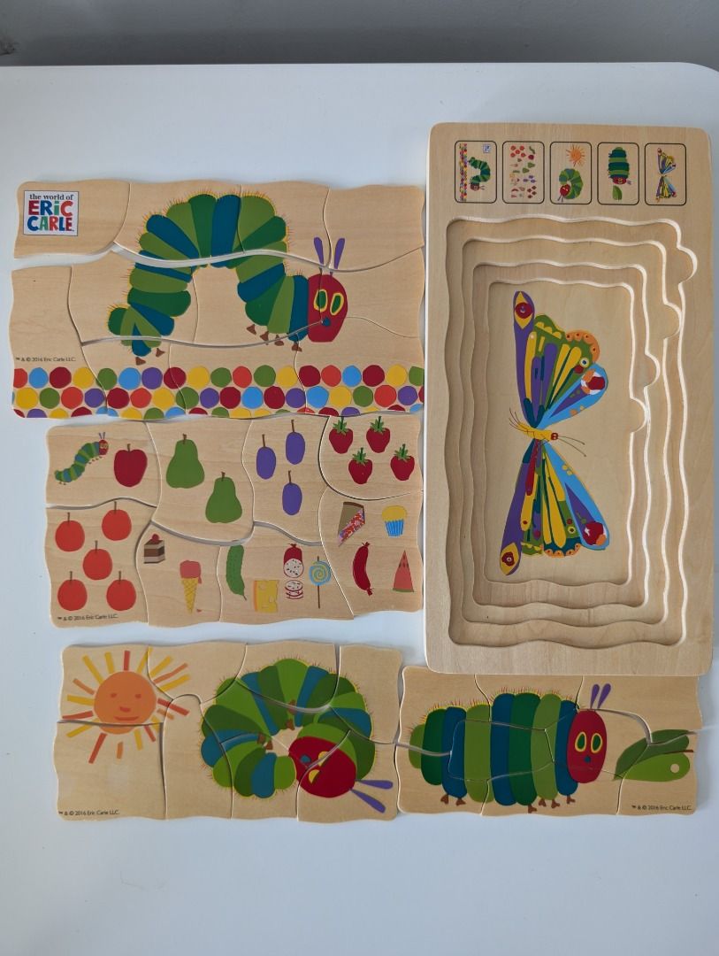 4 in 1 Wooden Tray Puzzle Eric Carle The Very Hungry Caterpillar ...