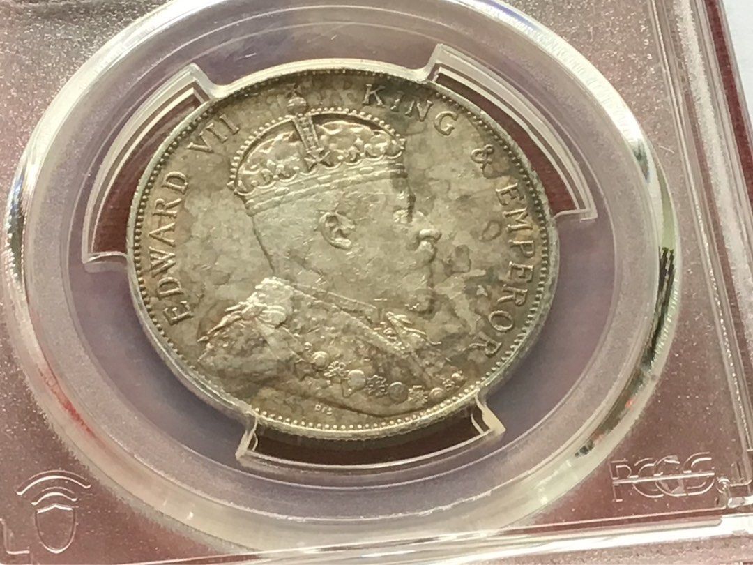 罕見年份1904年香港政府發行香港早期銀幣愛德華七世香港半元，香港半圓，這個品相良好的，但正背都有污跡，圖案較少碰花，PCGS金盾AU 92，清洗，1904  屬於極小見到的香港銀幣半圓，值得收藏，1, 興趣及遊戲, 收藏品及紀念品, 錢幣- Carousell