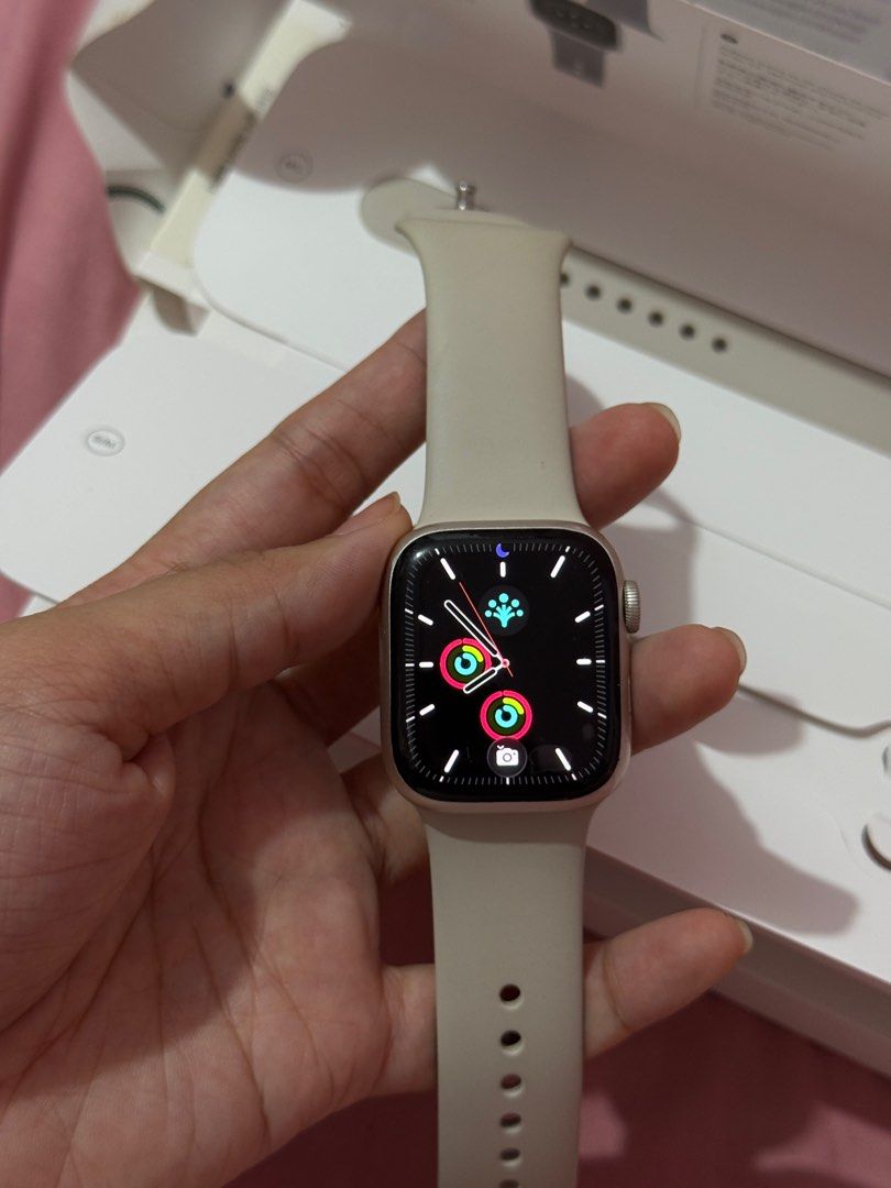 Apple Watch Series 7 – 41mm (GPS) (Category: Wearables & Smart Watches) located in Bacolor. Submitted by chellaaa05 (Listing ID 1397339683, Image 3). Description: 💸 ₱7,500 (slightly negotiable) ✅ Complete set – box, original strap & charger ✅ Works perfectly, no issues ⚡ Battery health: 79% ✨ Has light screen scratches & small casing marks (cosmetic only) Includes a bunch of strap accessories (not original) and screen protectors. Still super rel