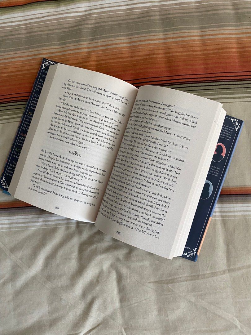 Great or Nothing Book (HARD BOUND) (Category: Storybooks) located in Manila. Submitted by annaang97 (Listing ID 1397273520, Image 3). Description: - "Great or Nothing" book for sale. - Authors: Joy McCullough, Caroline Tung Richmond, Tess Sharpe, and Jessica Spotswood. - Genre: WWII reimagining of Little Women. - Cover: Light blue with illustrations of four women and floral designs. - Back cover: Features quotes and character illustrations. - Har