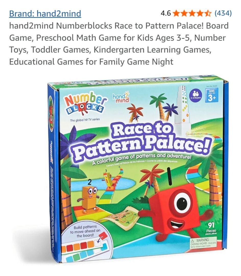 hand2mind Numberblocks Race to Pattern Palace Board Game, Hobbies ...