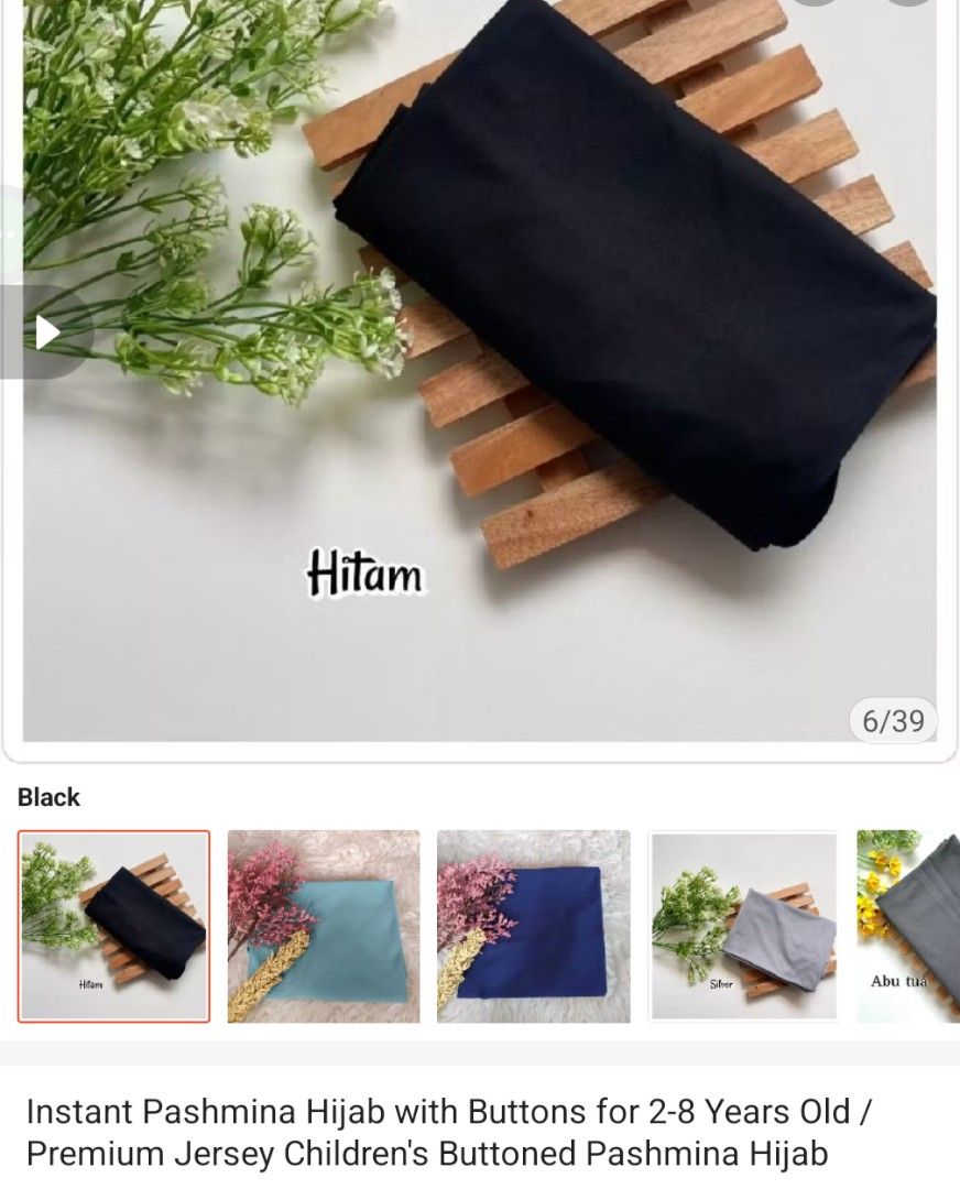 Instant Pashmina Hijab with Buttons for Kids (Category: Babies & Kids Fashion) located in Caloocan City. Submitted by secondlifeawaits (Listing ID 1397303522, Image 2). Description: - Instant Pashmina Hijab with buttons - Perfect for kids aged 2-8 years old - Made from premium jersey material - Available colors: Black and others - Easy to wear and stylish - Adds a touch of modesty and fashion.