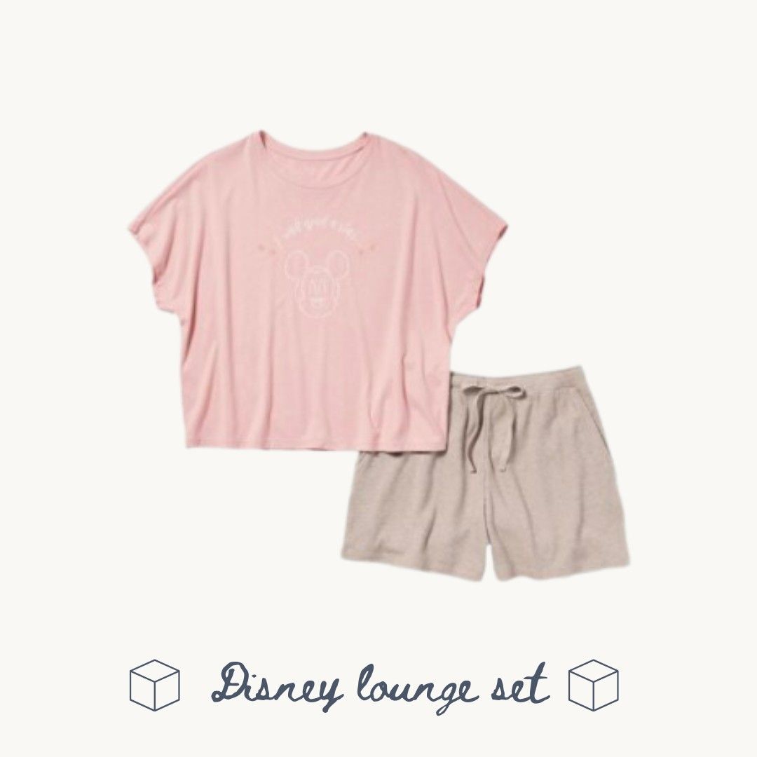 M | Uniqlo Mickey Mouse top and shorts (Category: Sets or Coordinates) located in Manila. Submitted by findmeanew (Listing ID 1397362834, Image 1). Description: Soft pink short-sleeve top with a classic Mickey Mouse print and the slogan “I wish upon a star.” Comes with matching brown drawstring shorts for easy comfort while lounging or snoozing. Cozy, breathable fabric — perfect for slow mornings and restful nights. Color rate: 8.5/10 (top), 9.5/
