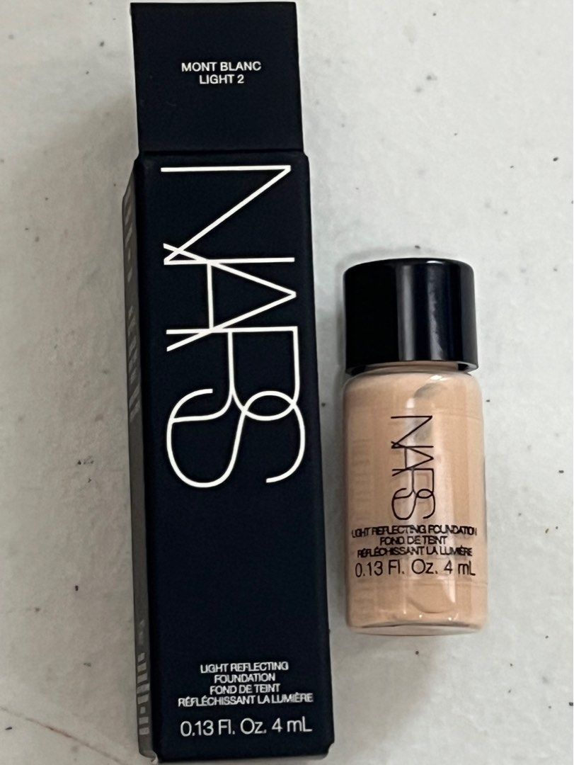 NARS LIGHTENING REFLECTING FOUNDATION (Category: Makeup) located in Manila. Submitted by luxeclassyshop (Listing ID 1397269542, Image 1). Description: NARS LIGHTENING REFLECTING FOUNDATION Shades Mont blanc Light2 Mini size 4ml.