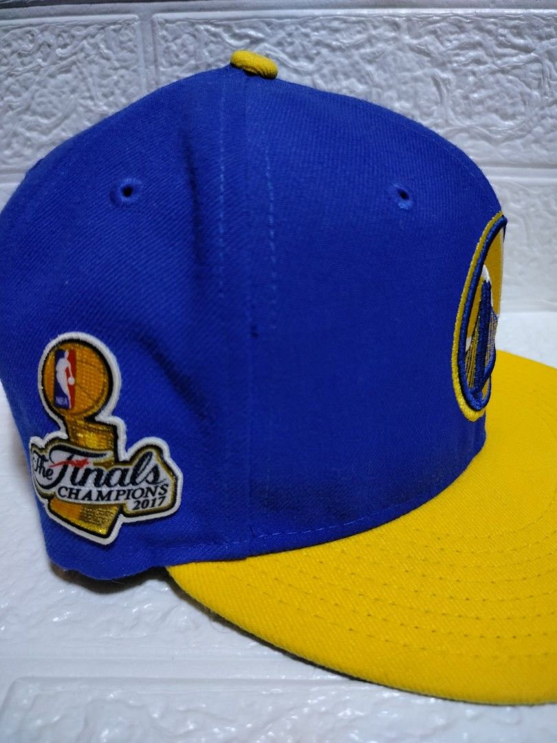 New Era Golden State Warriors Finals Cap (Category: Caps & Hats) located in Malvar. Submitted by caps_l0ck (Listing ID 1397310074, Image 1). Description: - Official New Era 9Fifty cap - Golden State Warriors design - Features a blue crown and yellow brim - Commemorates the 2017 NBA Finals - One size fits most - Includes New Era size tag.