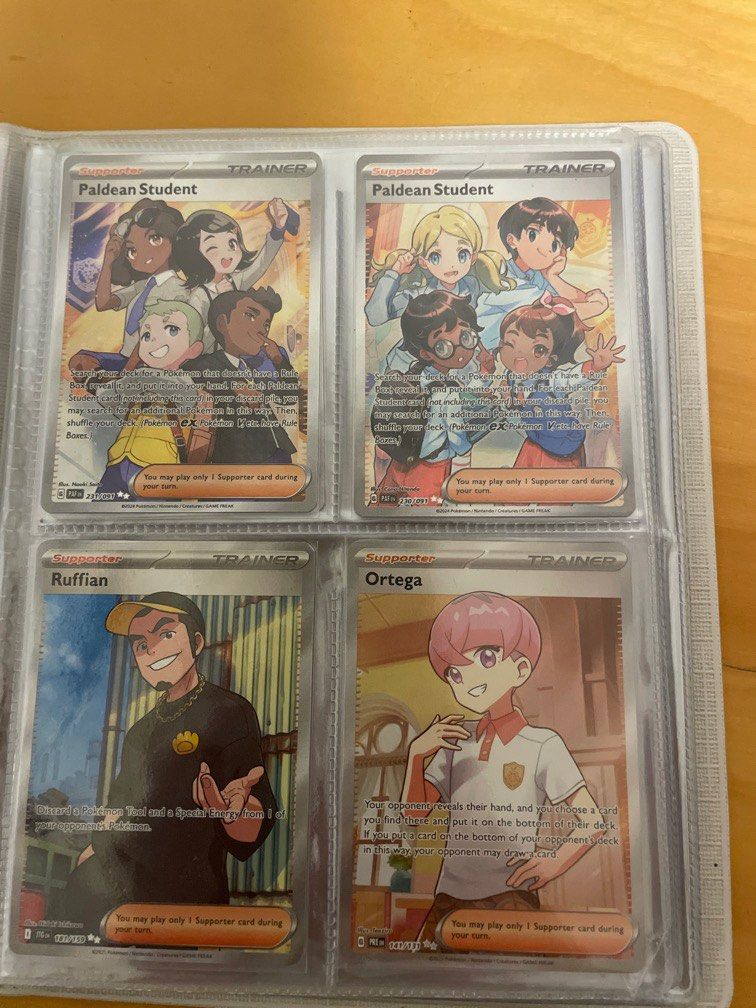 Pokemon TCG Trainer Cards - Paldean Student, Ruffian, Ortega, Hobbies ...